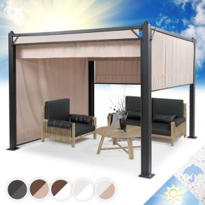 Image de Blumfeldt Pergola Aluminium Polycarbonate 3x3m, Pergola Terrasse, Hydrofuge, Tonnelle de Jardin avec Côtés, Kit Pergola en Métal avec Cadre en Aluminium,