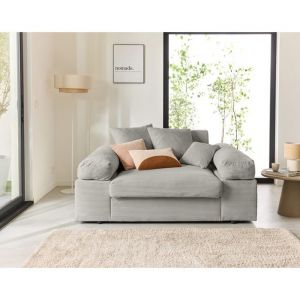 Aspen - fauteuil xl - assise profonde - velours côtelé - gris clair