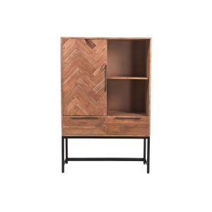 Image de Miliboo Buffet haut en acacia massif et métal noir STICK