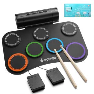 Image de Donner Batterie &Eacute;lectronique 7 Pads, 40 Le&ccedil;ons de Batterie, Instrument de Musique pour Enfants &ndash; Cadeau de No&euml;l et d'Anniversaire DED-20R NOUVELLE version am&eacute;lior&eacute;e
