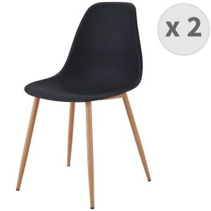 Image de No Name ESTER-Chaises scandinaves noir pieds métal bois (X2) Noir