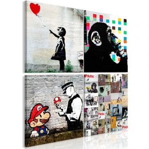 Image de Artgeist Tableau - Banksy Collage (4 Parts) - 60x60