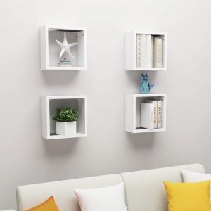 VidaXL ?tag?res cube murales 4 pcs Blanc 30x15x30 cm