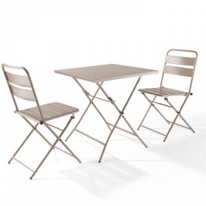 Oviala Ensemble De Jardin Table Et 2 Chaises Pliantes