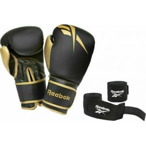 Reebok Ensemble de Gants de Boxe + enveloppements 12oz Unisex-Adult, Black