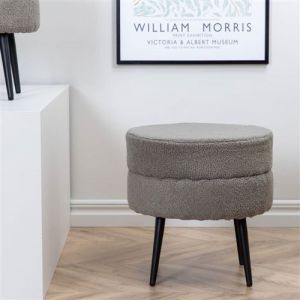 Venture Home Pouf Pot 40x40x40 cm Teddy Noir et gris, pouf, tabouret de pied,, repose-pieds, pouf d'assise