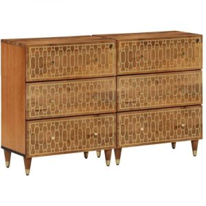 VidaXL Armoires lat&eacute;rales 2 pcs 60x33x75 cm bois massif de manguier, armoire, armoire de rangement, armoire console, placard, buffet de salon