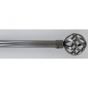 Madeinnature - Tringle à Rideaux, Kit Complet métal, Diamètre 28 mm, Couleur et Longueur réglable et au Choix - 120x210cm - Florence Graphite.