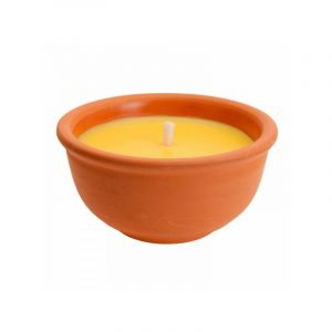 Wadiga Bougie citronnelle avec pot en terre cuite - 13x13x6.5cm