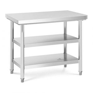 Royal Catering Table De Travail En Inox Plan Cuisine Pro Professionnel Préparation Boucher Acier Inoxydable RCWT-100X70-3L-E