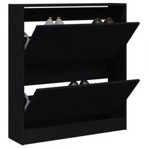 VidaXL Armoire à chaussures noir 80x21x87,5 cm bois d'ingénierie