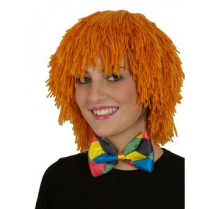 Perruque clown en laine orange adulte
