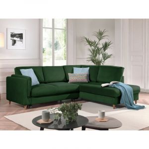 Brooke canap&eacute; d'angle convertible 5 places style contemporain droit Couleur Vert