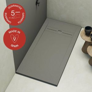 Receveur de douche Poalgi, extraplat, gris ciment, L.70 x l.180 cm, finition ardoise, série Gneis