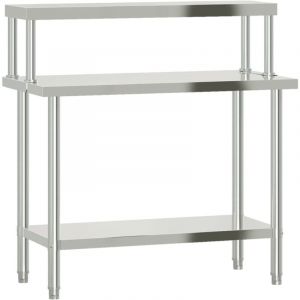 VidaXL Table de travail de cuisine avec étagère 110x55x120 cm inox