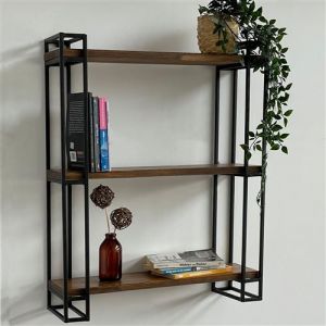 &Eacute;tag&egrave;re murale Falster &agrave; 3 niveaux 77 x 60 x 20 cm pin lasur&eacute; [en.casa]