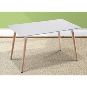 Pegane Table à manger, table de salon rectangulaire coloris blanc, naturel - longueur 120 x profondeur 80 x Hauteur 76 cm -