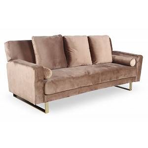 Image de Cotecosy MENZZO Canapé convertible Djobi Velours Taupe Pied Or