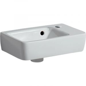 Geberit Renova Plan, lave-mains, saillie r&eacute;duite, 36x25 cm, 1 trou de robinet, avec trop-plein, 500382, Coloris: Blanc, avec KeraTect - 500.382.01.8