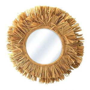 Decoratie Miroir rond raphia D48
