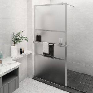 VidaXL Paroi de douche et &eacute;tag&egrave;re Chrome 115x195cm Verre ESG&Aluminium Chrome