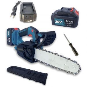 Trade Shop - Lame De Tronçonneuse A Batterie 12'' 20v 4ah Mini Tronçonneuse 2 Batteries Réservoir D'huile