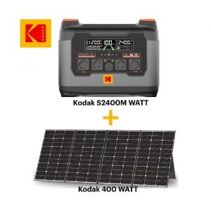 Kodak Kit Station d'Énergie Portable - S2400 - Batterie 2047Wh - Panneau Solaire 400W - Micro-onduleur 800W