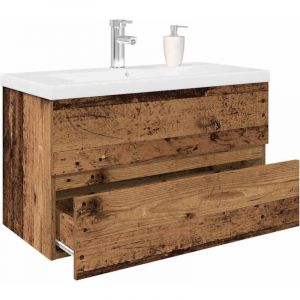 VidaXL Meuble lavabo avec bassin et robinet intégrés vieux bois