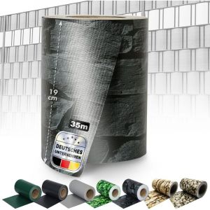 Bandes Brise-Vue, 35 m&egrave;tres Occultant, Clips de Fixation Inclus, Ardoise, 19 cm x 35 m
