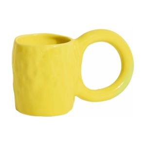 Image de Petite friture Tasse à café Donut Medium / Ø 8 x H 9 cm jaune en céramique