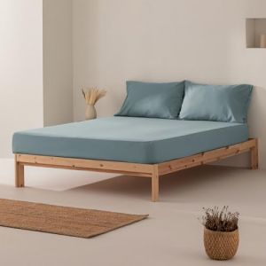 Drap-housse en 100% coton bleu 200x200x30 cm