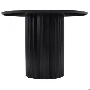 Selsey TRUALLY – Table à manger ronde avec socle cylindrique cannelé, noir 100 cm