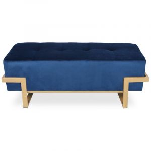 Banquette Selena Velours bleu foncé pieds or