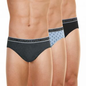 Athena Lot de 3 slips homme Tonic noir en coton