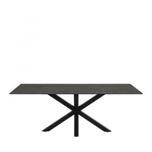 DRAWER Table à manger 8 places en céramique et métal noir