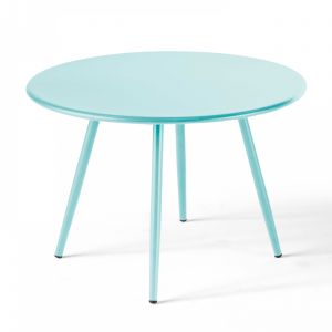Oviala Table basse ronde en m&eacute;tal turquoise 40 cm - Palavas - Bleu