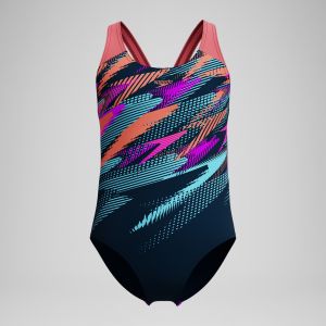 Speedo Maillot de bain Fille Digital Placement Splashback sarcelle foncé/corail