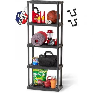 Iris Ohyama Etagere Plastique Rangement, R&eacute;sistante, Noir, Charge de 25 kg par Niveau, Facile &agrave; Assembler, Etagere Garage, PRS-M5