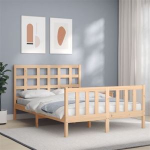 VidaXL Cadre de lit avec tête de lit 140x200 cm bois massif