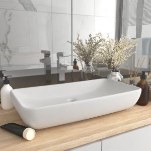 Image de VidaXL Lavabo de luxe rectangulaire Blanc mat 71x38 cm Céramique