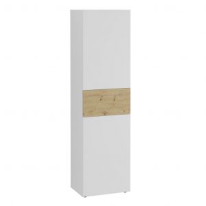 Mes Armoire 2 portes décor blanc et chêne - KUTKY