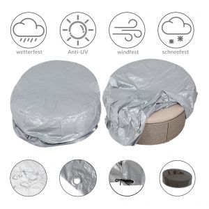 Deuba B&acirc;che de Protection pour Bain de Soleil Oval - Housse pour Bain de Soleil &bull; PE Anti-d&eacute;chirures &bull; R&eacute;sistant aux intemp&eacute;ries &bull; 230x180x90/50cm &bull; Gris Argent &bull; Ovale - Protection mobilier de Jardin