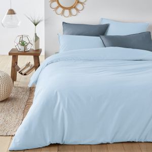 Housse de couette unie en coton lavé, Scenario Bleu Pastel Taille 140X200 cm;200X200 cm;240X220 cm;260X240 cm