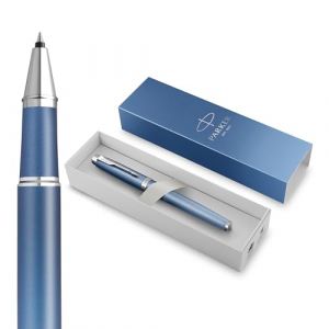 Parker Stylo roller IM Writing Rituals | Bleu paisible avec dégradé | Finitions chrome | Pointe fine | Encre noire | Coffret cadeau