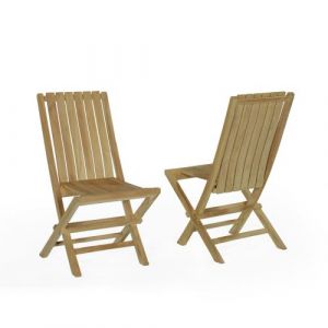 Teck'Attitude Lot de 2 chaises pliantes en teck Ecograde© karimun