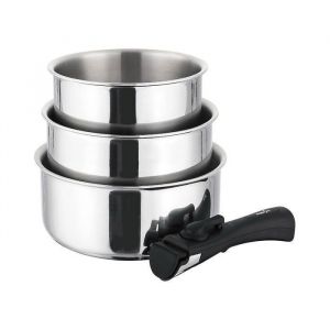 Set de 3 casseroles 16,18 et 20cm Inox de qualit&eacute; professionnelle 18/10