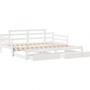 VidaXL Lit de jour et lit gigogne et tiroirs 80x200 cm bois pin massif, canapé-lit, lit d'invité, lit de jour en bois, lit de jour, lit d'appoint
