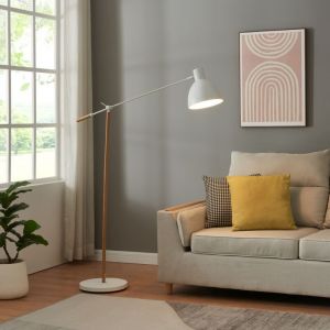 Lux.pro - Lampadaire Banchory métal 163 cm effet bois / blanc