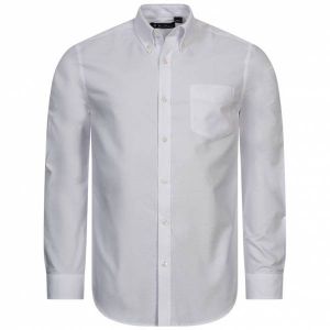 Ben Sherman Oxford Hommes Chemise à manches longues 0077857-BLANC