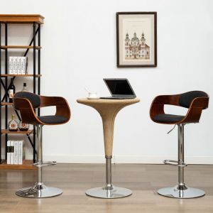 VidaXL Chaises de bar 2 pcs Gris Bois courbé et tissu